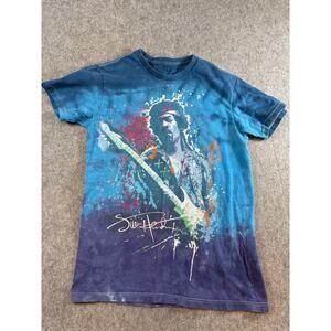 Jimi Hendrix Soul Power Tie Dye T Shirt Mens Small Liquid Blue Rock Band AOP